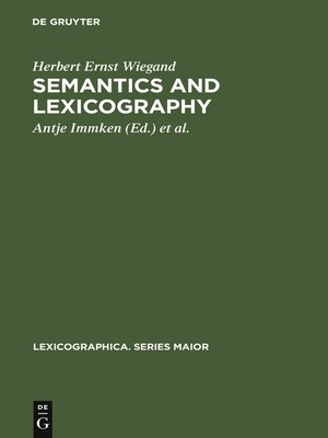 cover image of Semantics and Lexicography